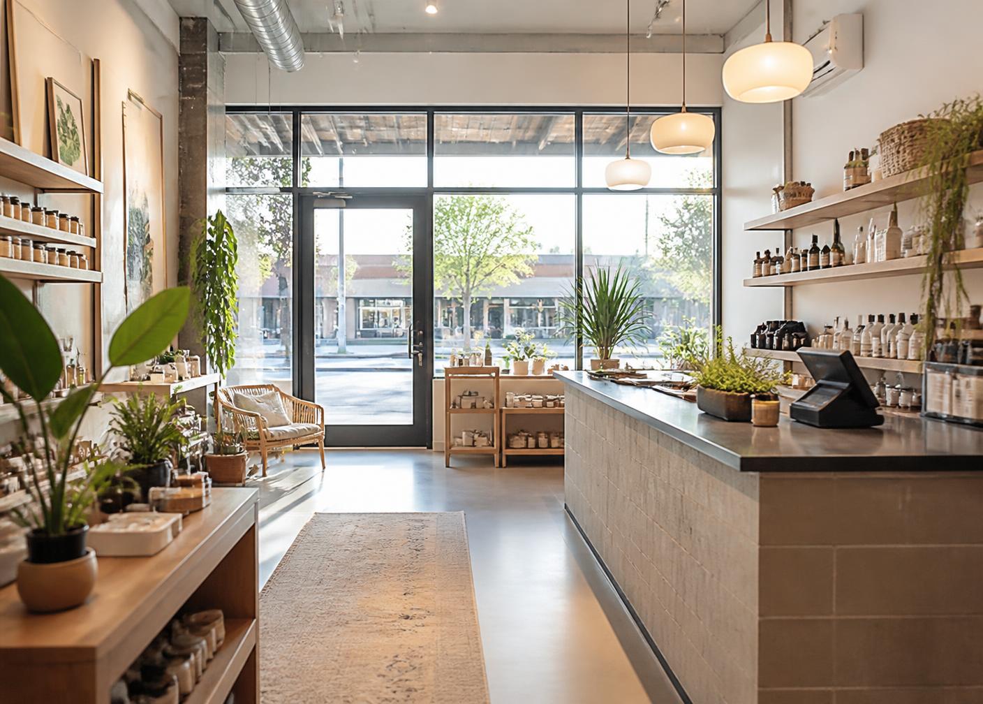 Interior of a modern small business storefront in Central Texas
